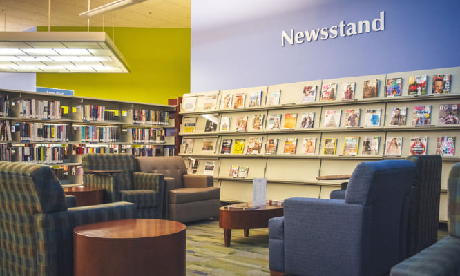 Newsstand area of Queen Creek Library